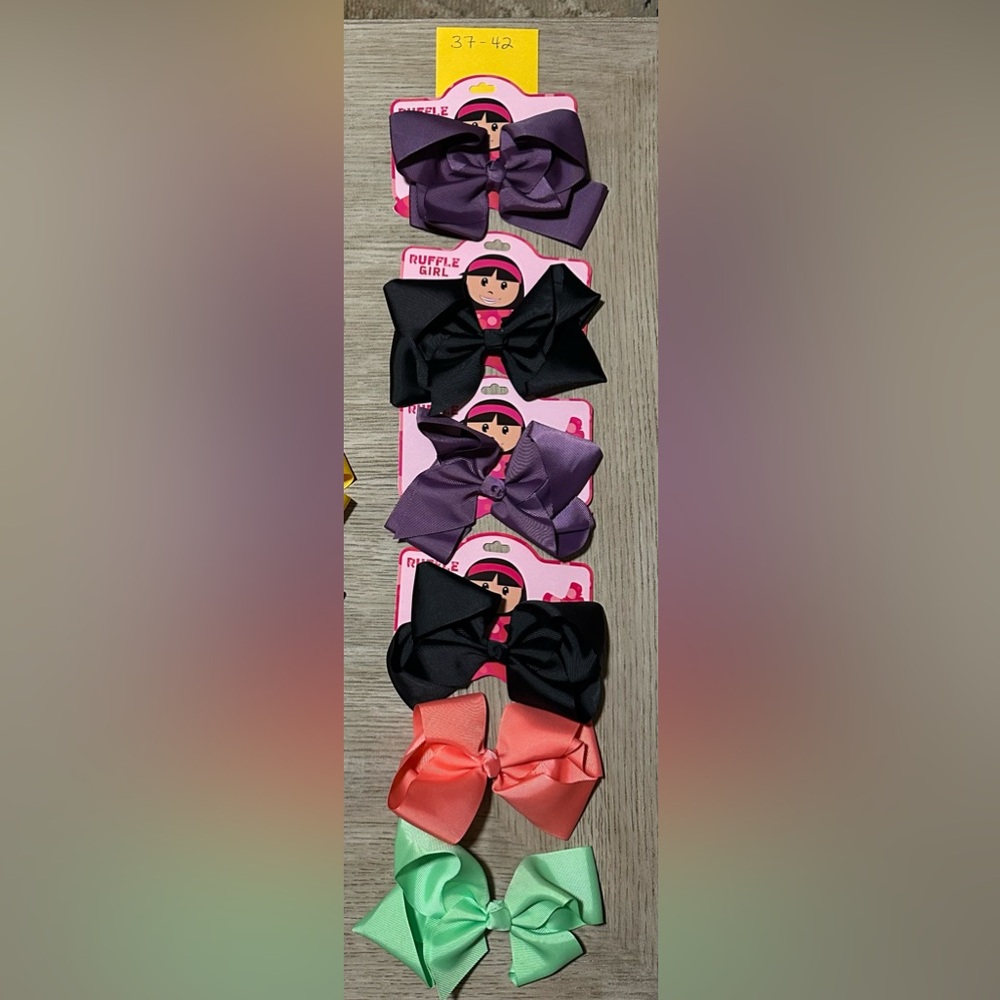 Ruffle Girl 6” Grosgrain Hair Bows w/ small alligator clips. Bows #37-42